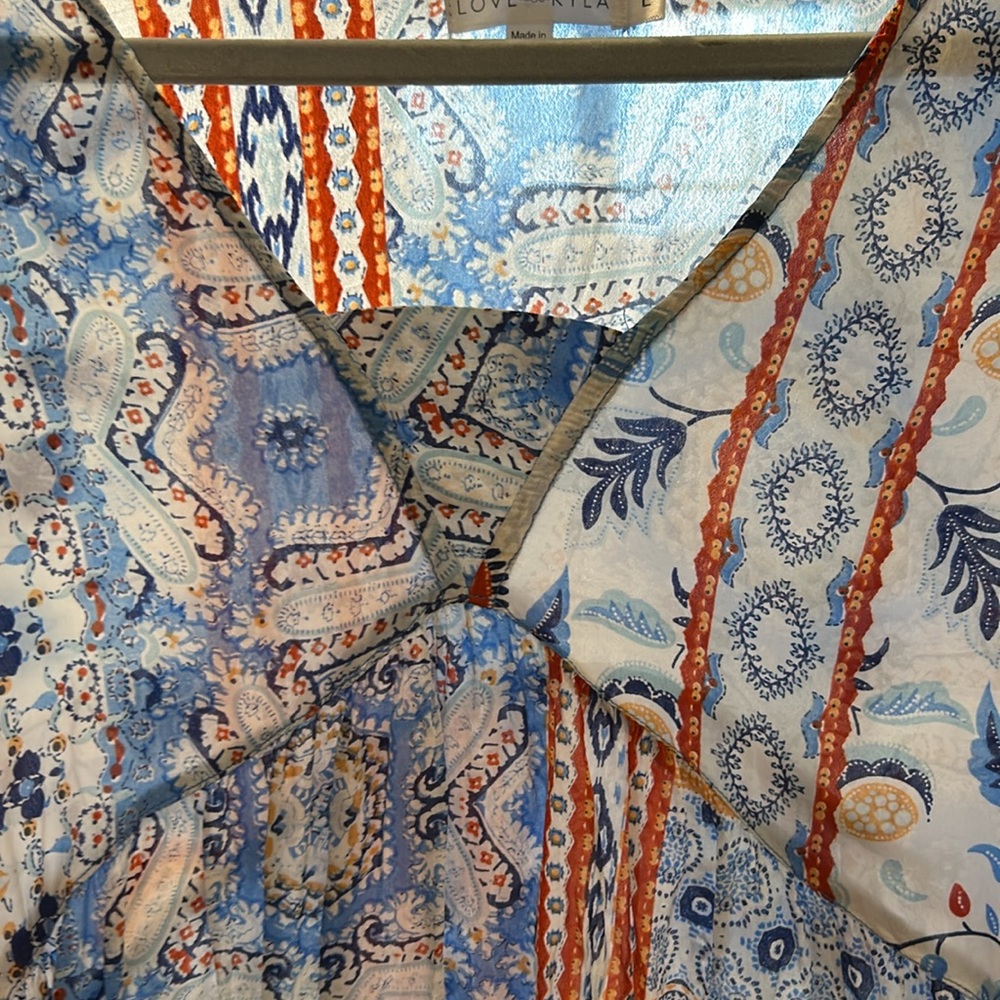 Floral Patchwork Blouse - Blue and Orange - Picture 4 of 9